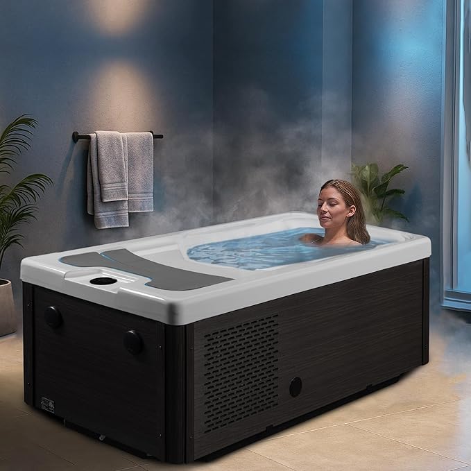 Borealis 69-in. All-in-One Cold Plunge and Hot Tub with Built-in Chiller | Acrylic Interior with 2 Jets, Bluetooth Speakers, Lights, WiFi App Control Chiller for Indoor/Outdoor Use – White - The Vitality Estate