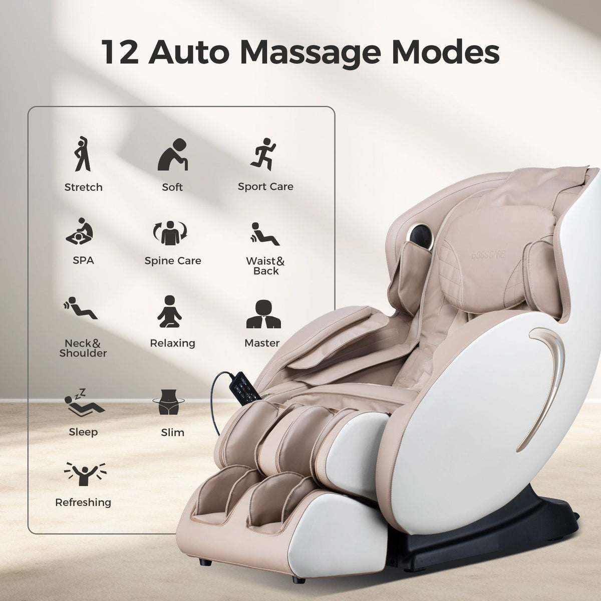 Bosscare - 3D Zero Gravity Massage Chair, Full Body Shiatsu Recliner With App - The Vitality Estate