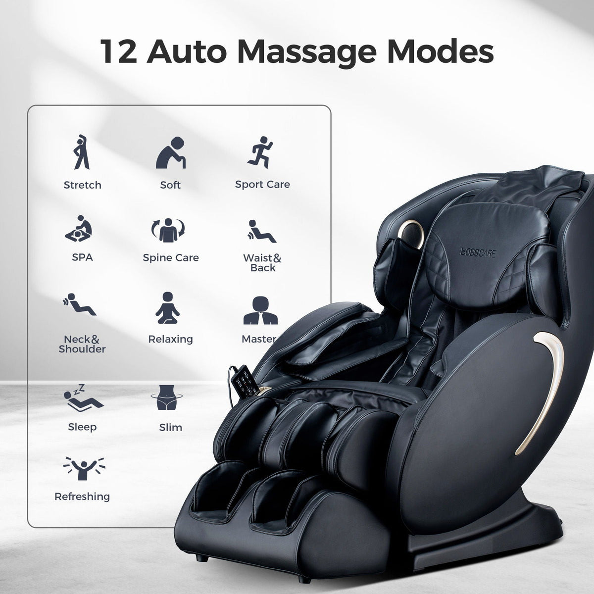 Bosscare - 3D Zero Gravity Massage Chair, Full Body Shiatsu Recliner With App - The Vitality Estate