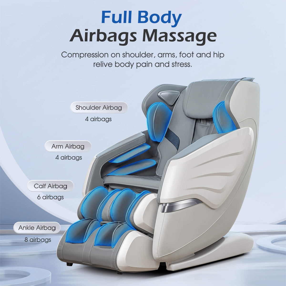 Bosscare Premium Full Body Zero Gravity Massage Chair With Ai Voice And App Control, Gray (SAK35970) - The Vitality Estate