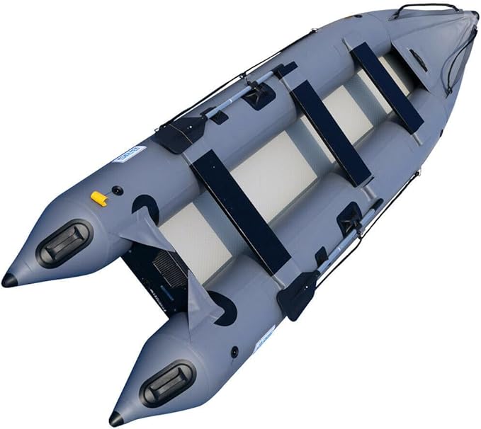 BRIS 14.1ft Inflatable Boat Inflatable Kayak 3 Person Kayak Canoe Fishing poonton Boat - The Vitality Estate