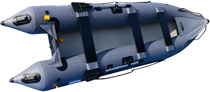 BRIS 14.1ft Inflatable Boat Inflatable Kayak 3 Person Kayak Canoe Fishing poonton Boat - The Vitality Estate