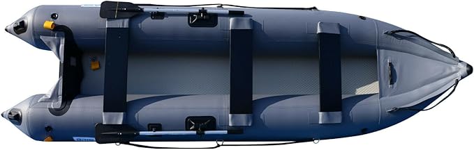 BRIS 14.1ft Inflatable Boat Inflatable Kayak 3 Person Kayak Canoe Fishing poonton Boat - The Vitality Estate