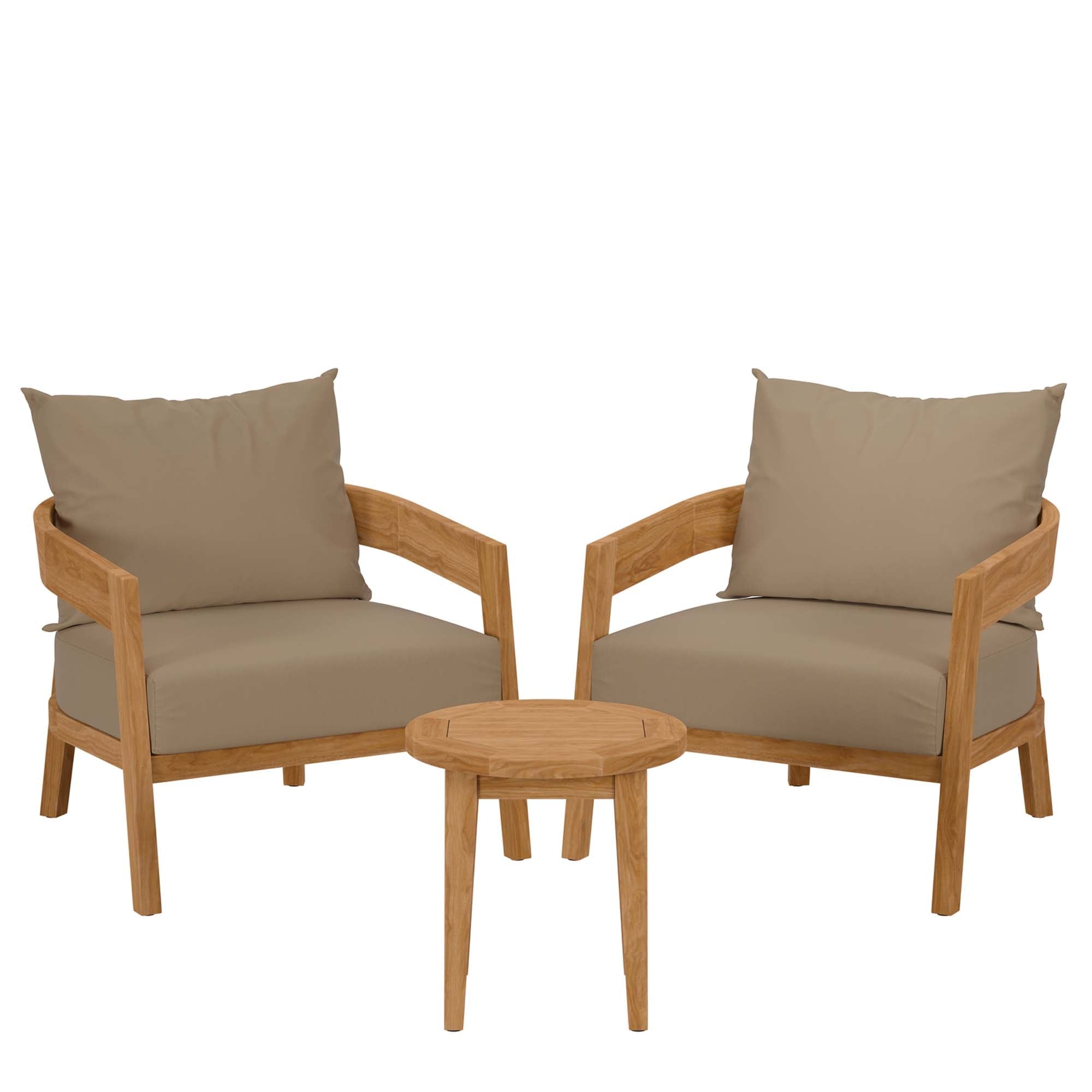 Brisbane Teak Outdoor Patio Set - Stylish 3-Piece Design by Modway - The Vitality Estate