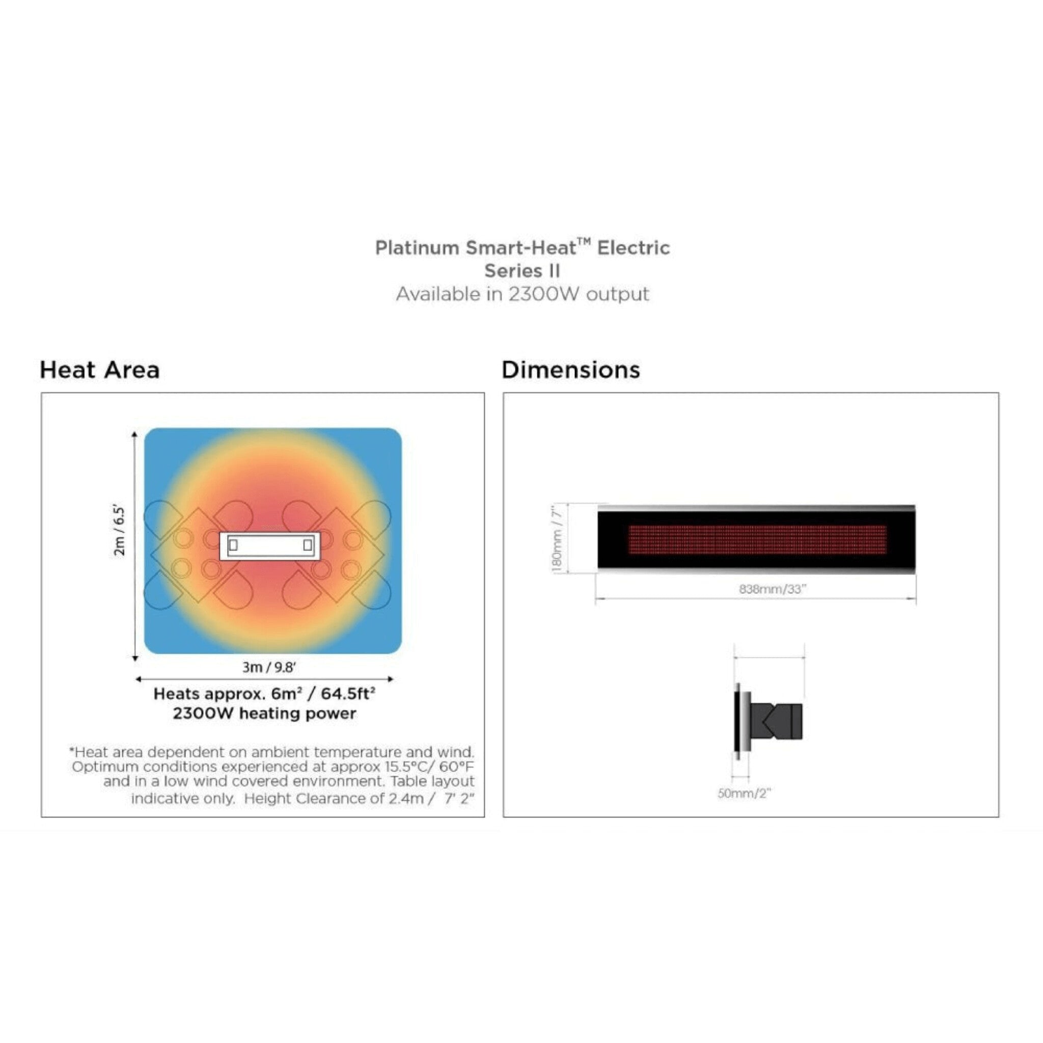 Bromic Heating Platinum Smart-Heat™ Series II 33-Inch 2300W 7900 BTU 240V Electric Patio Heater [BH0320003] (SAK42615) - The Vitality Estate