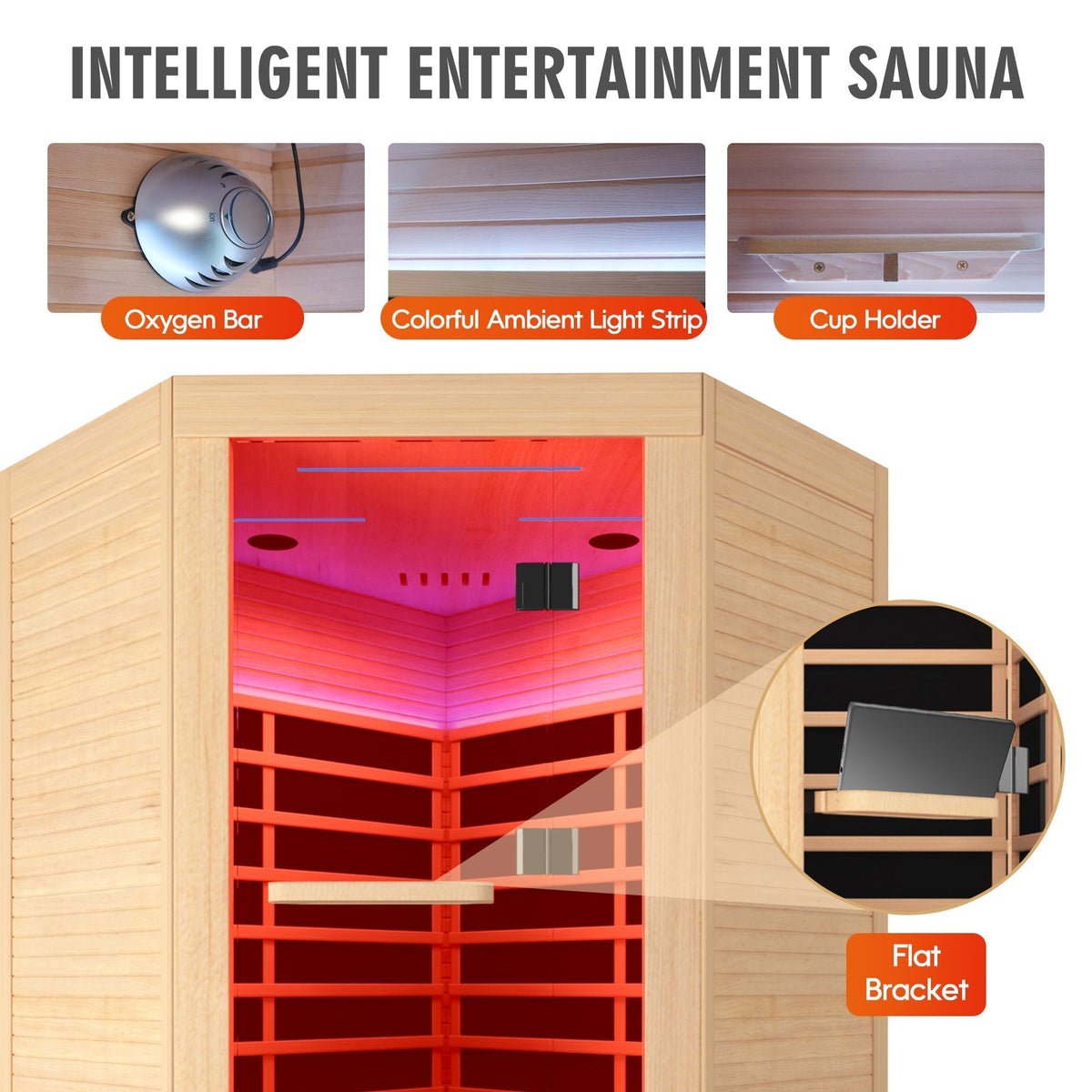 Canadian hemlock pentagonal double sauna - The Vitality Estate