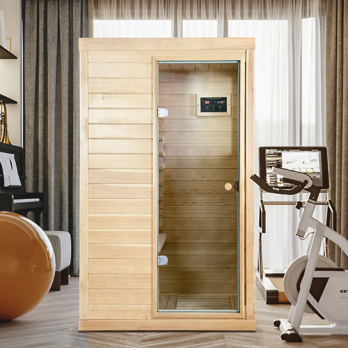 Canadian Hemlock Wood One Person Far Infrared Sauna - The Vitality Estate