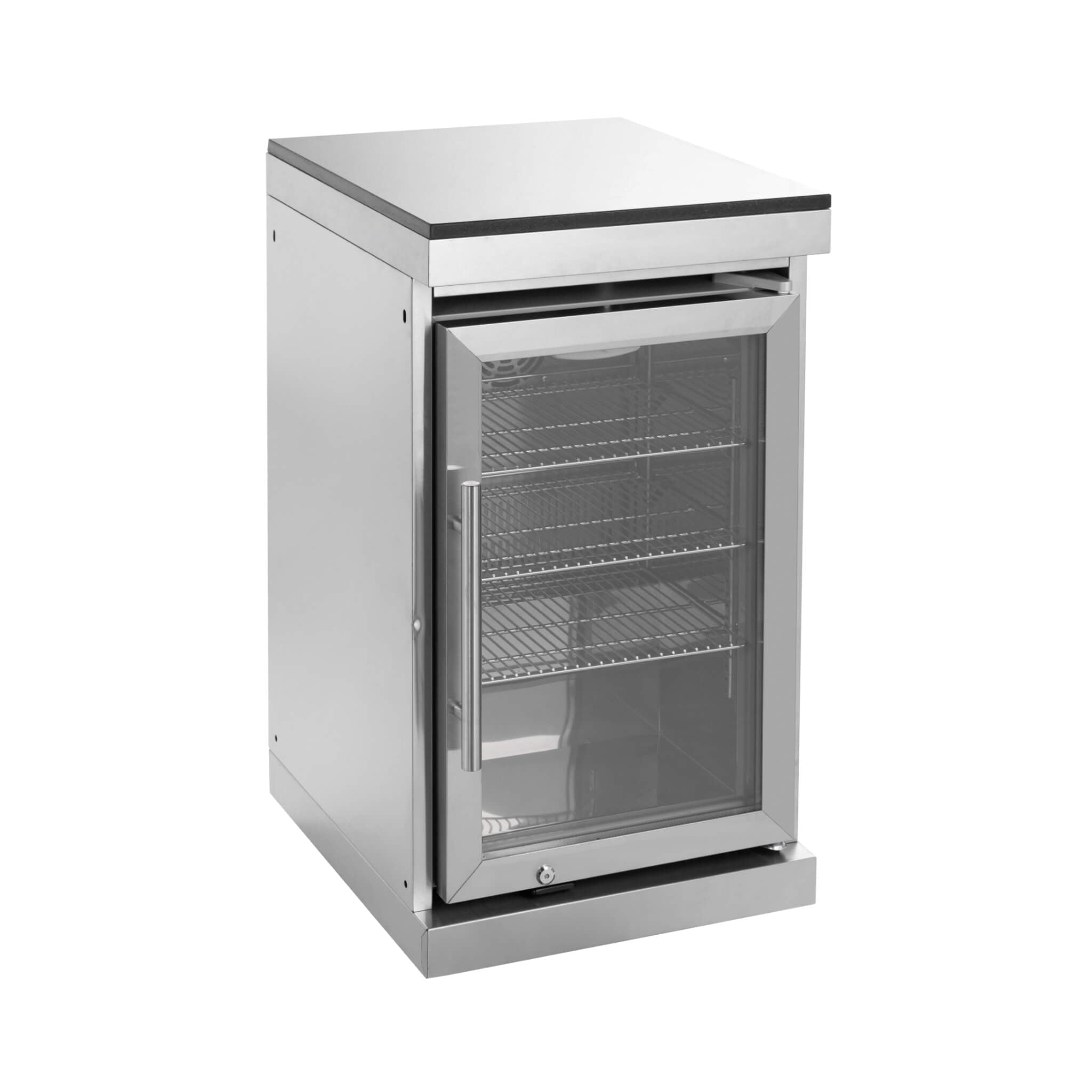 Castelle Flame Amalfi 97-Inch 4-Burner 72K BTU LP Outdoor Kitchen Grill Island With Wine Cooler, Rotisserie, Cabinets, And Granite Countertops (SAK70319) - The Vitality Estate
