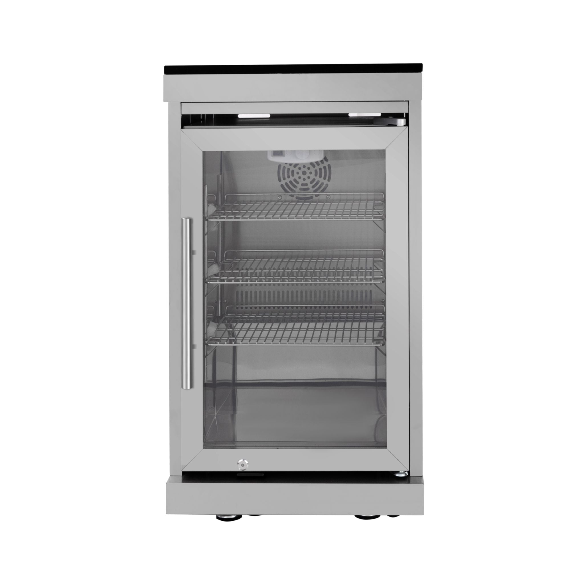 Castelle Flame Imperial 110-Inch 4-Burner 72K BTU Deluxe Stainless Steel Outdoor Kitchen Grill Island With Wine Cooler, Rotisserie, Cabinets, And Granite Countertops (SAK94721) - The Vitality Estate