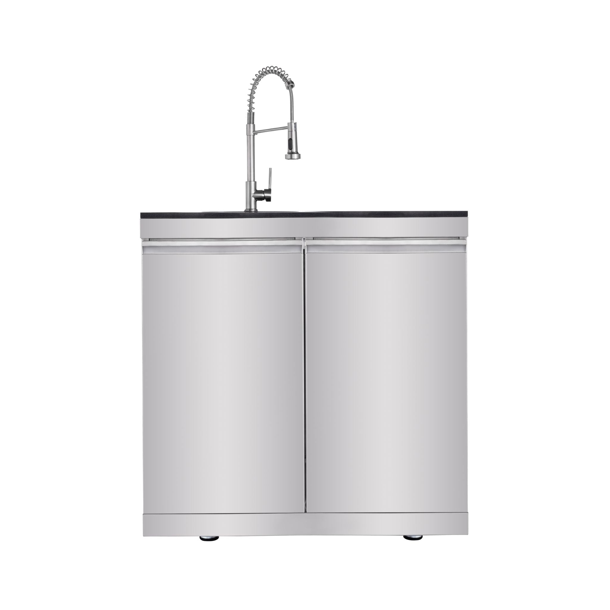 Castelle Flame Imperial 110-Inch 4-Burner 72K BTU Deluxe Stainless Steel Outdoor Kitchen Grill Island With Wine Cooler, Rotisserie, Cabinets, And Granite Countertops (SAK94721) - The Vitality Estate