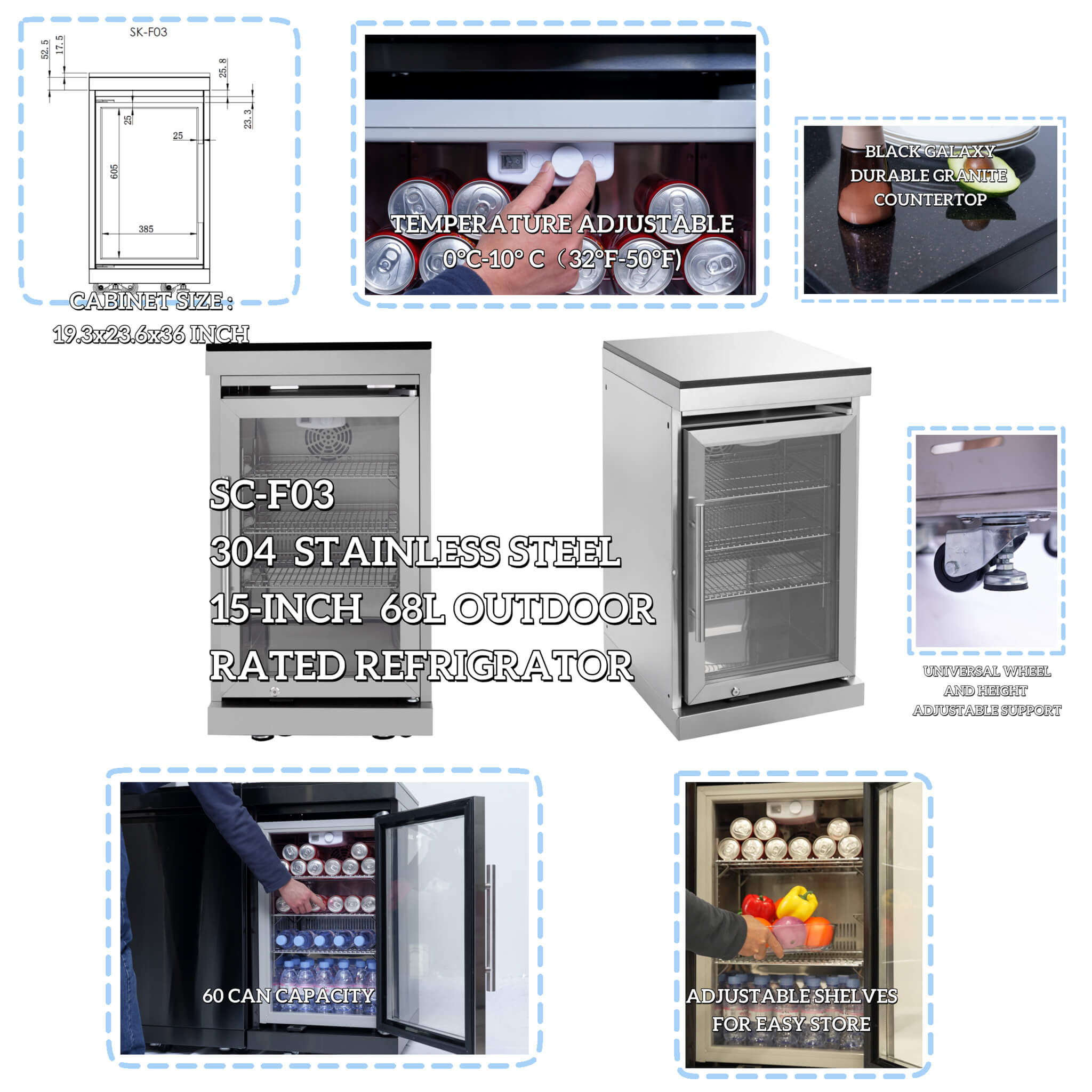 Castelle Flame Verona 44-Inch 6-Burner 85K BTU Stainless Steel Outdoor BBQ Kitchen Grill Island With Wine Cooler, Rotisserie Kit, And Storage Cabinets (SAK97105) - The Vitality Estate