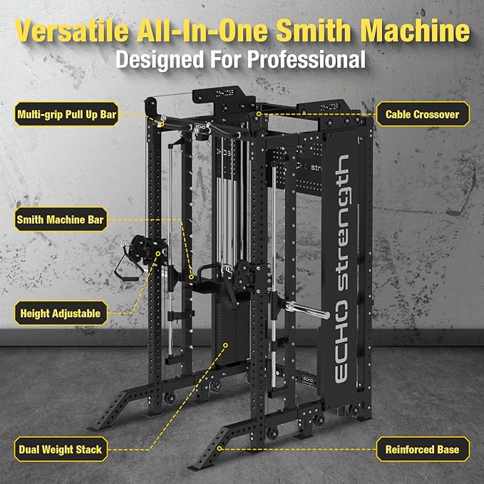 Commercial Cable Crossover Exercise Machine All in One Functional Trainer Cable Machine with 400LBS Weight Stacks Power Cage Squat Rack with Pulley System Compact Functional Trainer for Home Gyms - The Vitality Estate