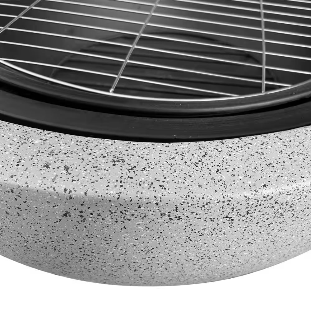Contemporary Wood round Burning Fire Pit in Grey - The Vitality Estate