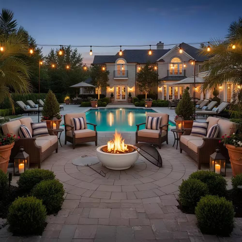 Contemporary Wood round Burning Fire Pit in Grey - The Vitality Estate