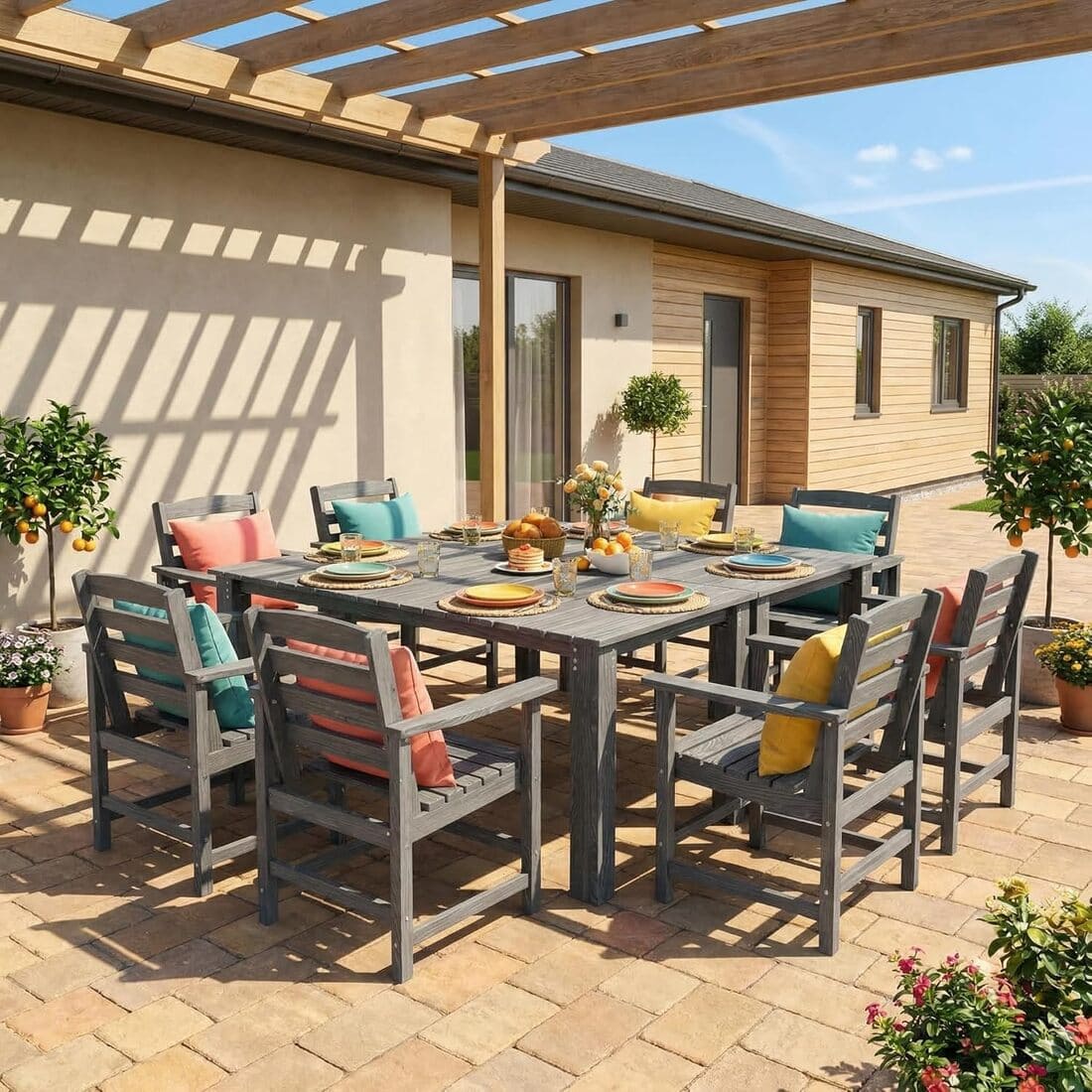 Corex HDPE Classic Dining Set, 10-Piece - The Vitality Estate