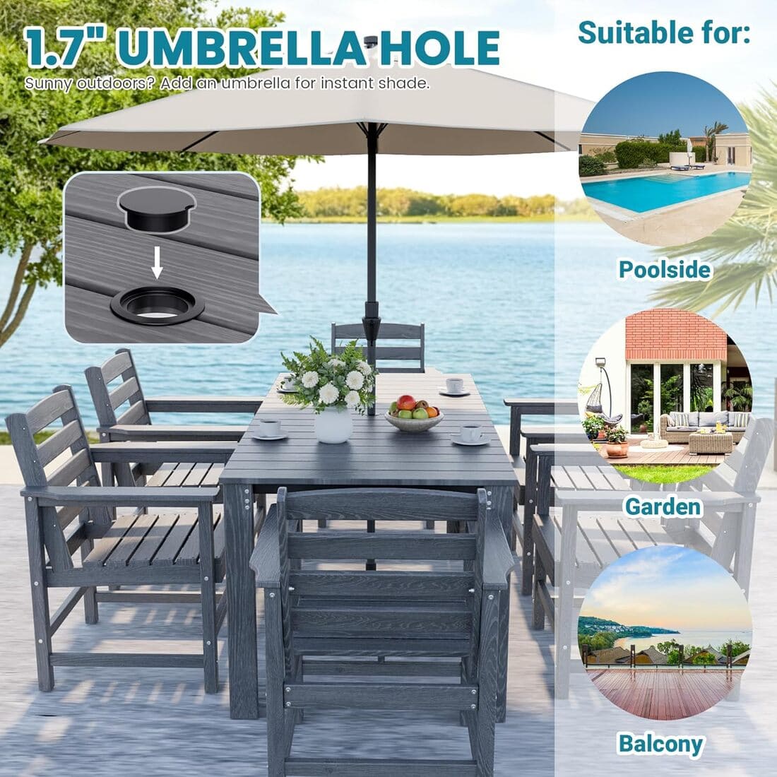 Corex HDPE Classic Dining Set, 10-Piece - The Vitality Estate