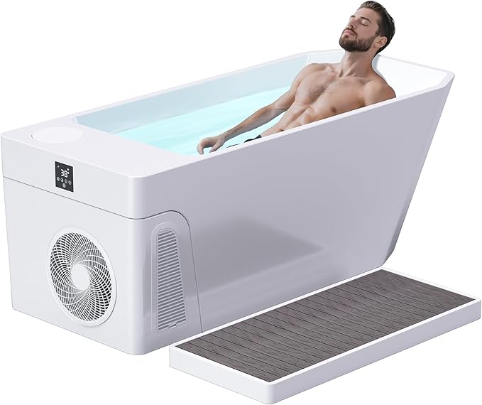 Deeptime Smart Cold Plunge Tub with Basin, Built-in Chiller (Down to 38 °F) – Smartphone Controlled, Whisper-Quiet, Spacious Design for Full-Body Recovery & Cold Therapy,White - The Vitality Estate