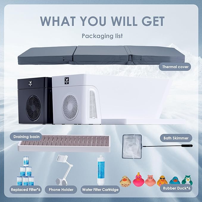 Deeptime Smart Cold Plunge Tub with Basin, Built-in Chiller (Down to 38 °F) – Smartphone Controlled, Whisper-Quiet, Spacious Design for Full-Body Recovery & Cold Therapy,White - The Vitality Estate