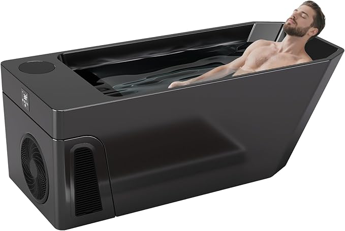 Deeptime Smart Cold Plunge Tub,Ice Bath with Built-In Chiller(Down to 38F),Smartphone Control,Whisper-Quiet,Spacious Design for Full-Body Recovery & Cold Therapy,Black - The Vitality Estate