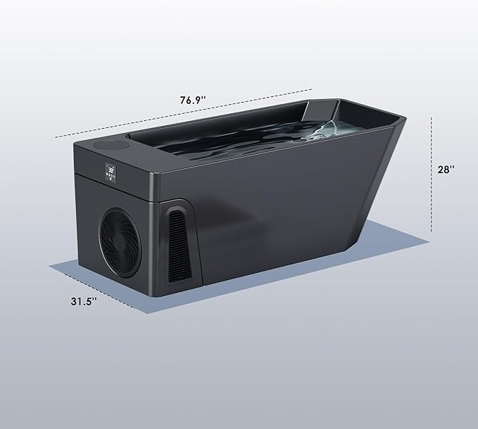 Deeptime Smart Cold Plunge Tub,Ice Bath with Built-In Chiller(Down to 38F),Smartphone Control,Whisper-Quiet,Spacious Design for Full-Body Recovery & Cold Therapy,Black - The Vitality Estate