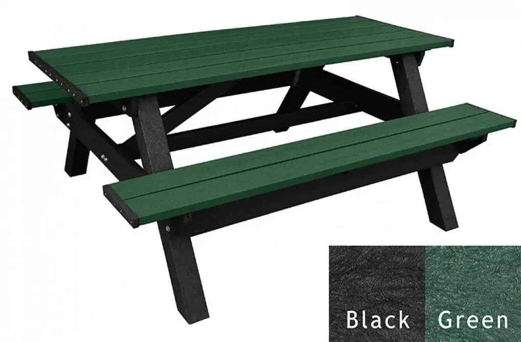 Deluxe Picnic Table – 6′ Durable Recycled Plastic Outdoor Seating - The Vitality Estate