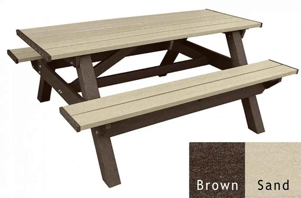 Deluxe Picnic Table – 6′ Durable Recycled Plastic Outdoor Seating - The Vitality Estate