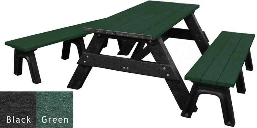Deluxe Recycled Picnic Table with Detached Benches - Eco-Friendly Outdoor Seating - The Vitality Estate