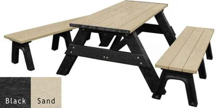 Deluxe Recycled Picnic Table with Detached Benches - Eco-Friendly Outdoor Seating - The Vitality Estate