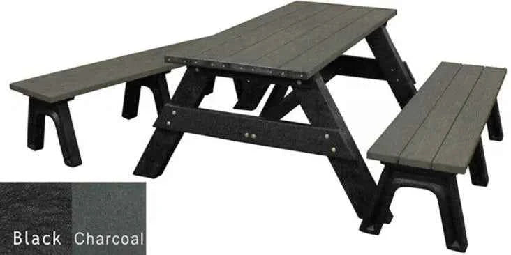 Deluxe Recycled Picnic Table with Detached Benches - Eco-Friendly Outdoor Seating - The Vitality Estate