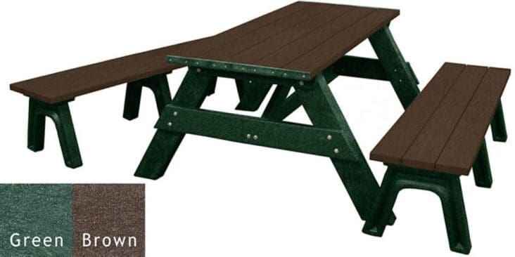 Deluxe Recycled Picnic Table with Detached Benches - Eco-Friendly Outdoor Seating - The Vitality Estate