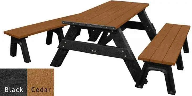 Deluxe Recycled Picnic Table with Detached Benches - Eco-Friendly Outdoor Seating - The Vitality Estate