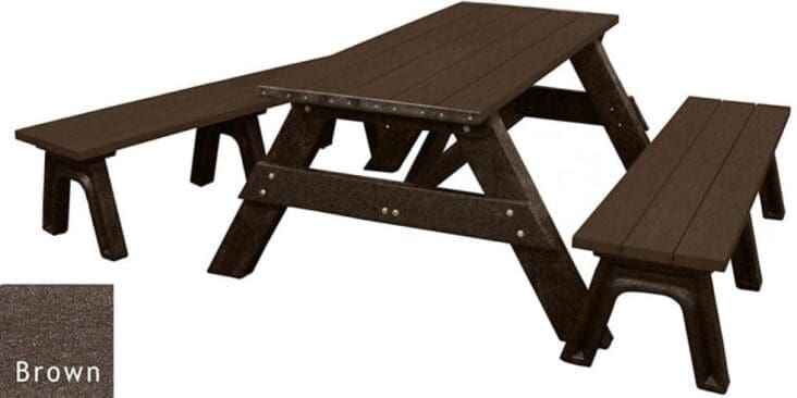 Deluxe Recycled Picnic Table with Detached Benches - Eco-Friendly Outdoor Seating - The Vitality Estate