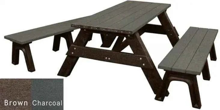 Deluxe Recycled Picnic Table with Detached Benches - Eco-Friendly Outdoor Seating - The Vitality Estate