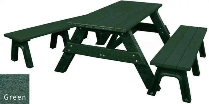 Deluxe Recycled Picnic Table with Detached Benches - Eco-Friendly Outdoor Seating - The Vitality Estate