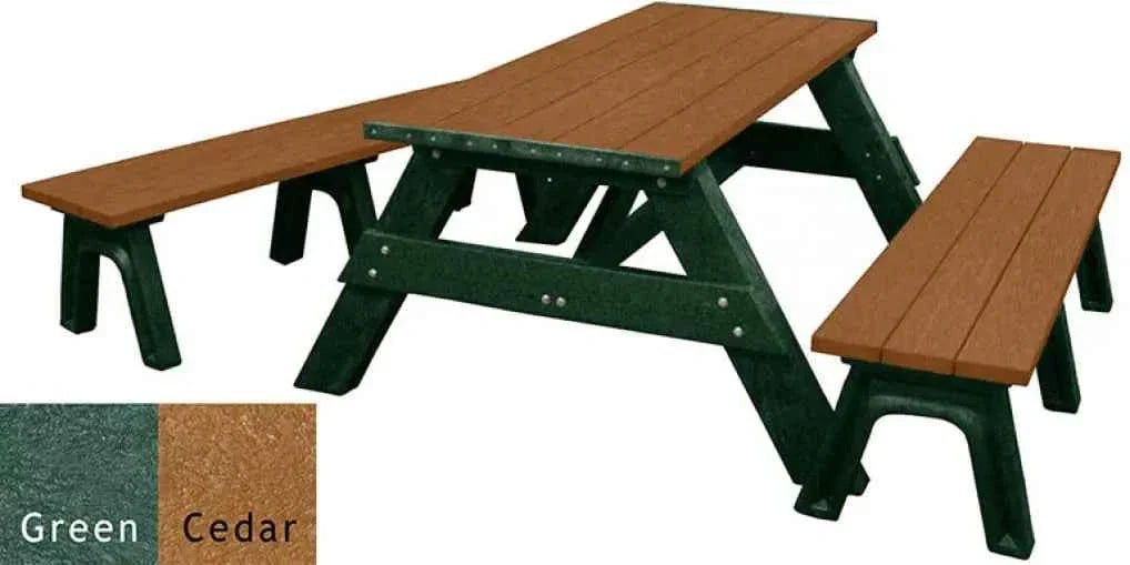 Deluxe Recycled Picnic Table with Detached Benches - Eco-Friendly Outdoor Seating - The Vitality Estate
