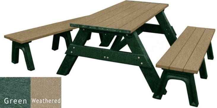 Deluxe Recycled Picnic Table with Detached Benches - Eco-Friendly Outdoor Seating - The Vitality Estate