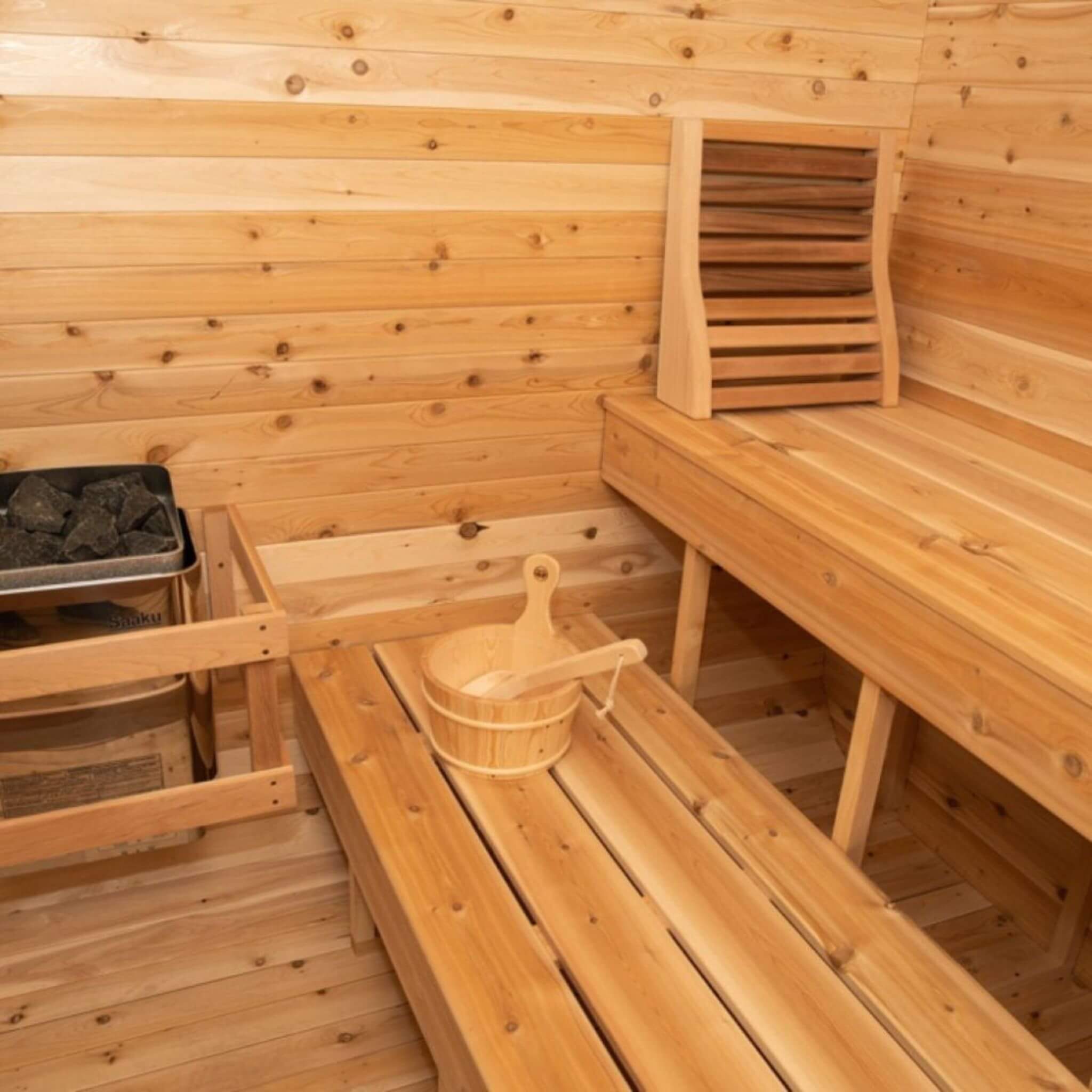 Dundalk Leisurecraft 4-Person Canadian Timber Luna Cube Sauna With Sloped Roof And Front Window [CTC22LU] (SAK96475) - The Vitality Estate