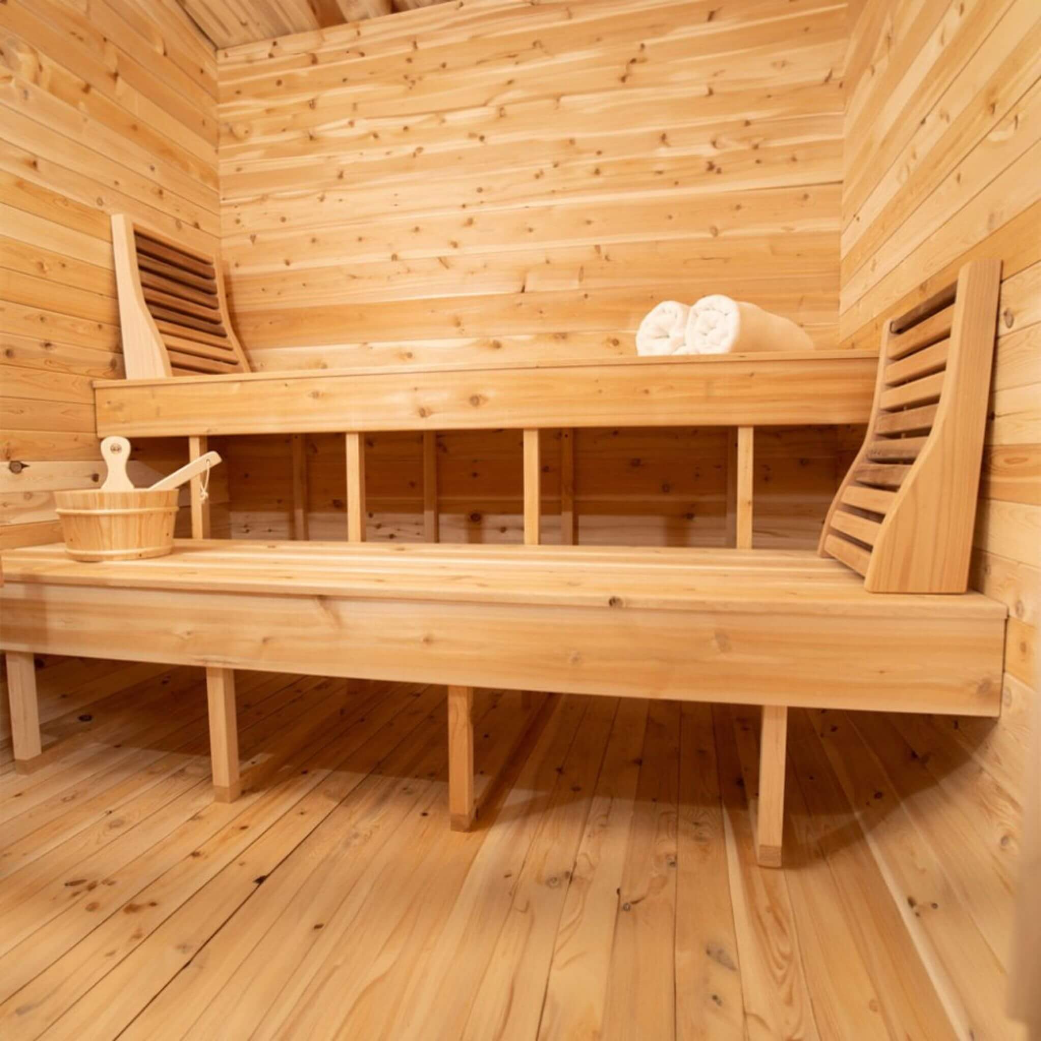 Dundalk Leisurecraft 4-Person Canadian Timber Luna Cube Sauna With Sloped Roof And Front Window [CTC22LU] (SAK96475) - The Vitality Estate