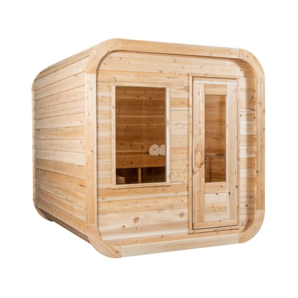 Dundalk Leisurecraft 4-Person Canadian Timber Luna Cube Sauna With Sloped Roof And Front Window [CTC22LU] (SAK96475) - The Vitality Estate