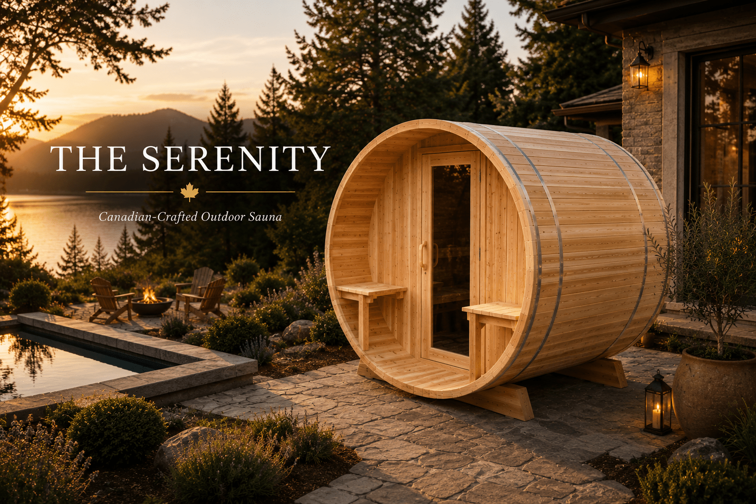 Dundalk LeisureCraft Serenity 4-Person Outdoor Barrel Sauna - The Vitality Estate