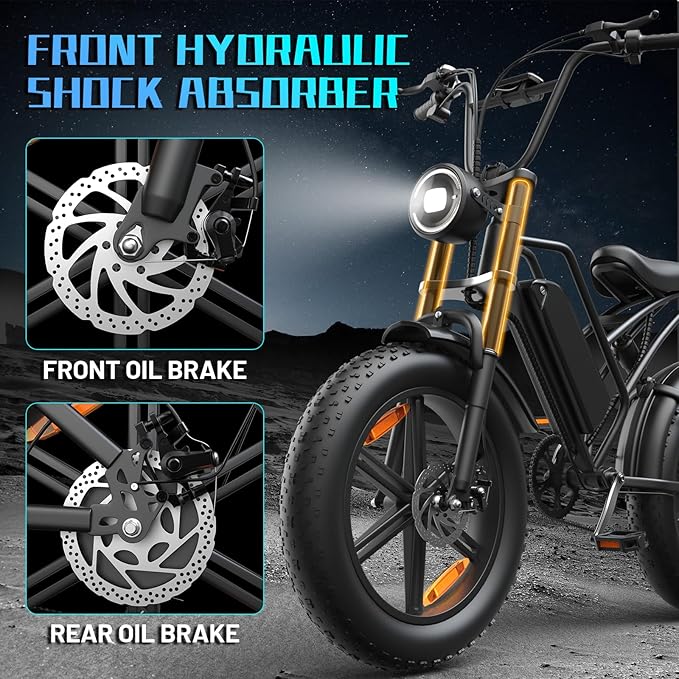 E500 Electric Bike for Adults 1000W Peak Motor, 20" Fat Tire Dirt E-Bike with 35MPH, 40 Miles PAS Range, Electric Bicycles with 48V Removable Battery, 7-Speed E Bike for Mountain Beach Sand Road Snow - The Vitality Estate