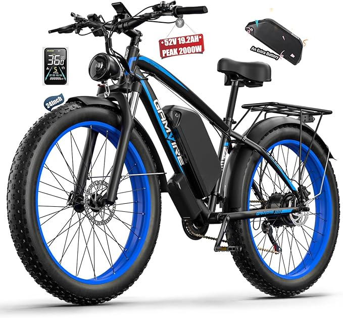 Ebike for Adults Electric, 52V 19.2Ah/32Ah, Peak 2000W/2500W E-Bike, 36/40MPH, 70 Miles/100Miles Long Range, Hydraulic Disc Brake, Off Road Snow Mountain E-Bike, 24"/26" Fat Tire Fast Electric Bicycle - The Vitality Estate