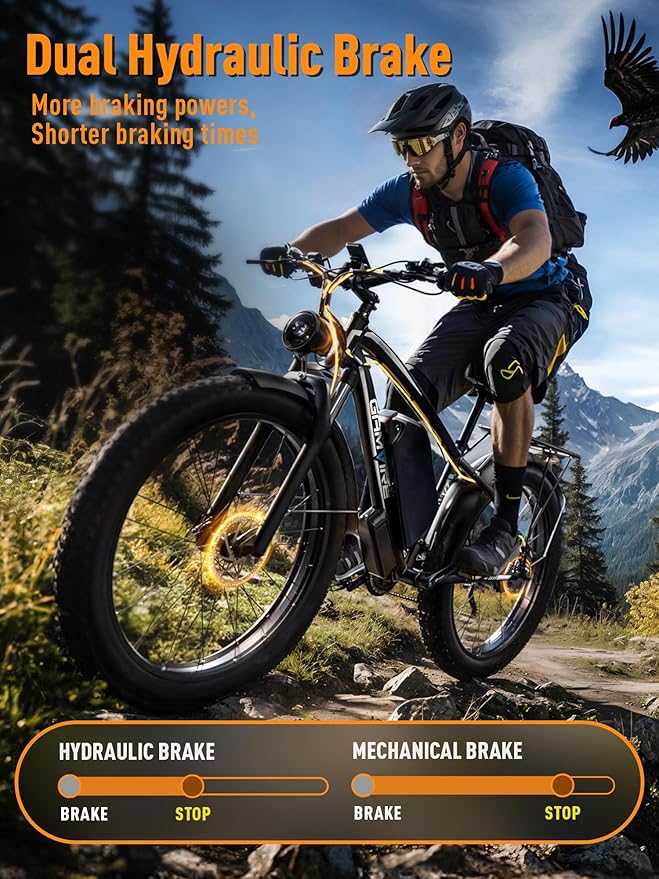Ebike for Adults Electric, 52V 19.2Ah/32Ah, Peak 2000W/2500W E-Bike, 36/40MPH, 70 Miles/100Miles Long Range, Hydraulic Disc Brake, Off Road Snow Mountain E-Bike, 24"/26" Fat Tire Fast Electric Bicycle - The Vitality Estate