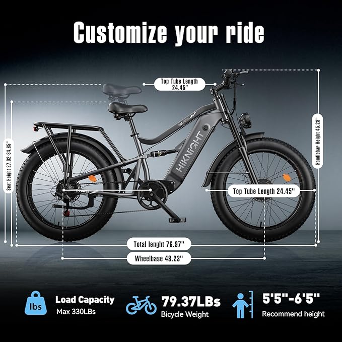Electric Bike for Adult, 52V 20Ah Peak 3000W Dual Motor 26" Fat Tire Ebike, Max 38Mph & 35-90 Miles Full Suspension, Mountain E Bicycle for Men - The Vitality Estate