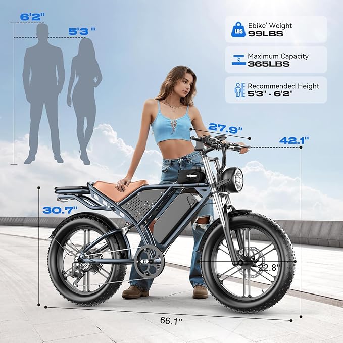 Electric Bike for Adults, 1200W 32MPH, 48V 30AH E-Bike, 65-Mile Range, 20-Inch Fat Tire E-Motorcycle,Off-Road Fit for Mountains, Snow, Sand, Highways - The Vitality Estate