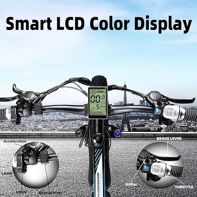 Electric Bike for Adults，26" x 4" Fat Tire Ebike，28MPH 1000W Motor Peak Power 2000W Electric Bicycles，48V 15AH Removable Battery，21 Speed Mountain Snow Beach E Bike - The Vitality Estate