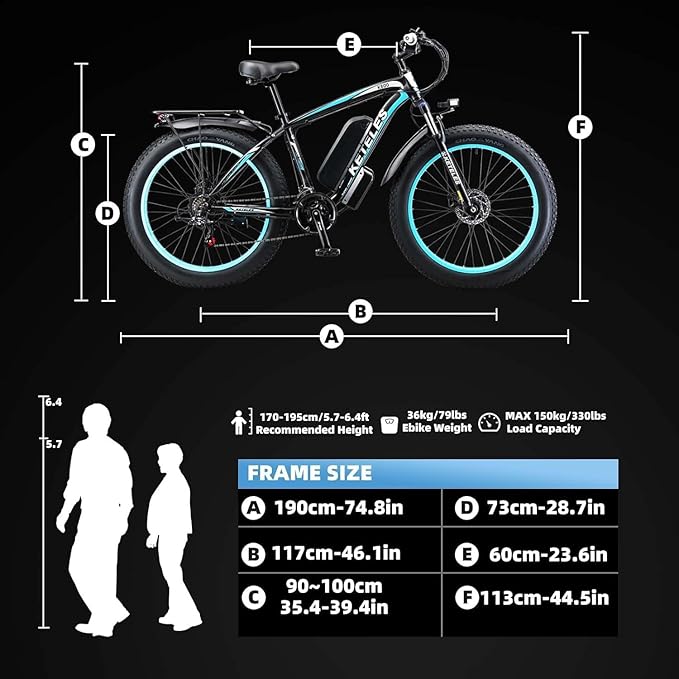 Electric Bike for Adults，26" x 4" Fat Tire Ebike，28MPH 1000W Motor Peak Power 2000W Electric Bicycles，48V 15AH Removable Battery，21 Speed Mountain Snow Beach E Bike - The Vitality Estate