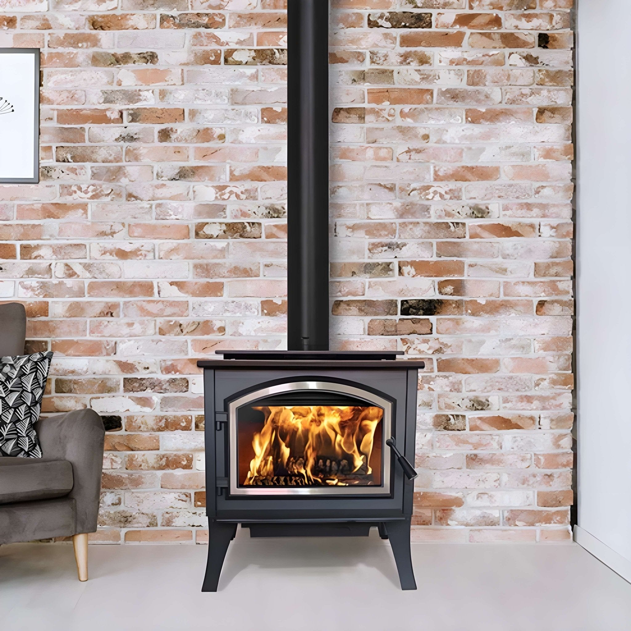 Empire Stove Gateway 2300 26" Freestanding Metallic Black Wood Burning Fireplace [WB23FS] (SAK40618) - The Vitality Estate