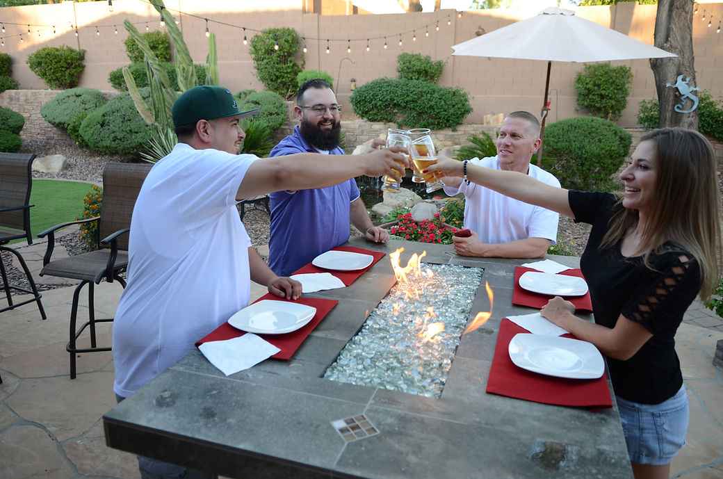 Entertainer Outdoor Fire Pit Table – 6 Ft with Fire Glass (LP/NG Compatible) - The Vitality Estate