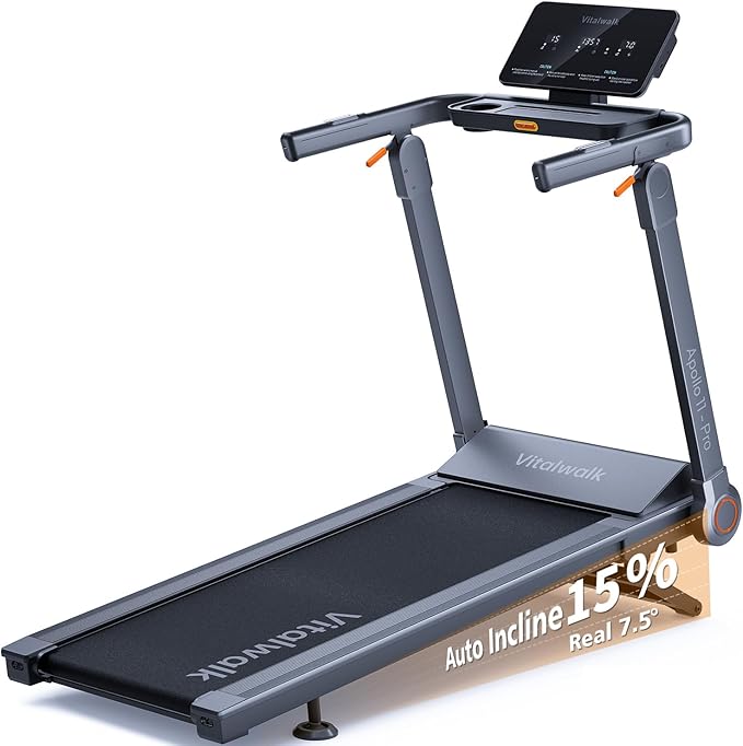 Foldable Treadmill with 15% Auto Incline & 10MPH - Commercial 3.5HP Brushless Quiet, 18"x48" Wide Running Deck, Walking Pad Treadmill for Home Gym Office, 350lbs Capacity, APP - No Installation - The Vitality Estate